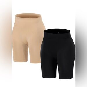 Women's High-Waisted Shorts - Black and Tan-SIZE L